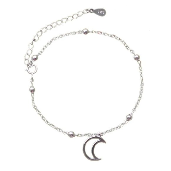 14k Gold Moon Beads Bracelet Sterling Silver